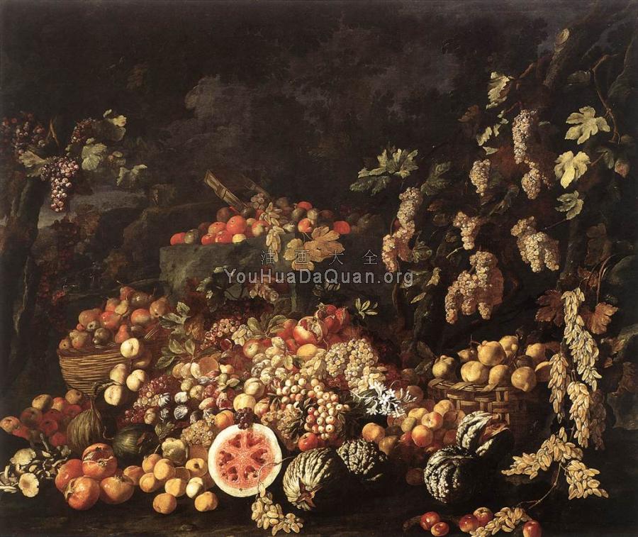 Still-Life with Fruit and Flowers - 朱塞佩·雷克